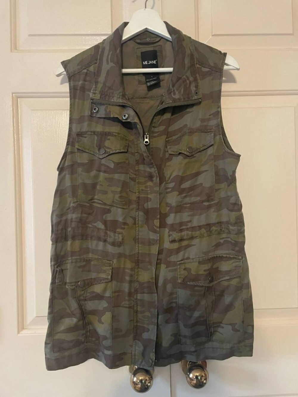 ME JANE L Camo Utility Vest - Streetwear Gorpcore Sleeveless Layering Piece - Picture 1 of 6
